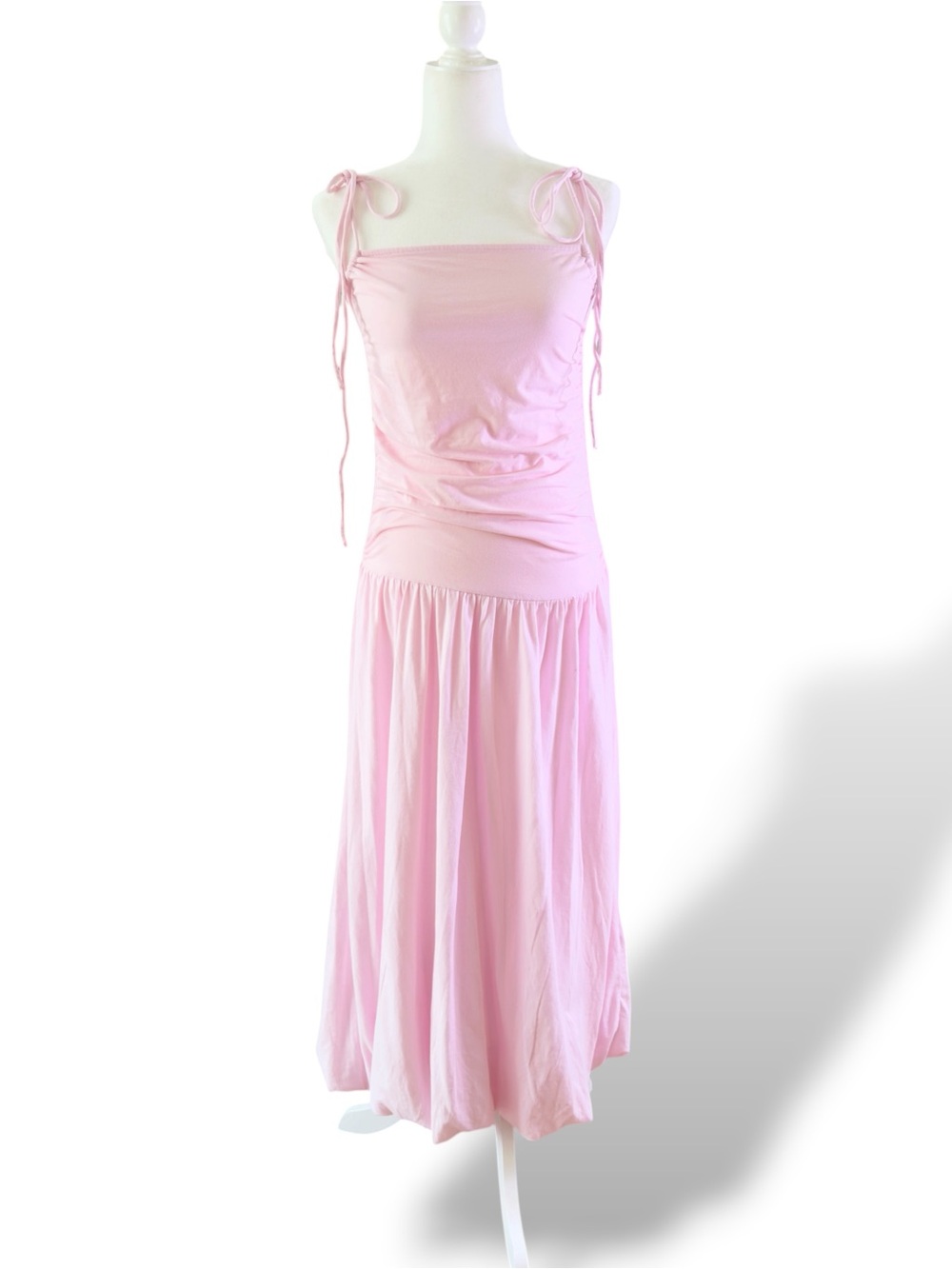 Free People Light Pink Maxi Dress with Tie Straps